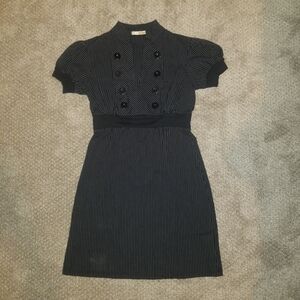 Elegant Black Pinstriped Dress